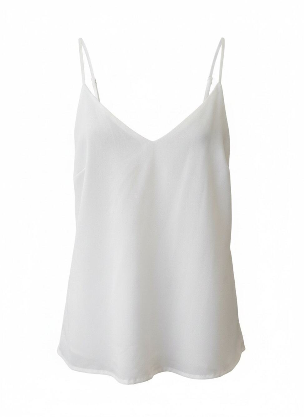 A New Day White V-Neck Adjustable Spaghetti Straps Cami Top Size M